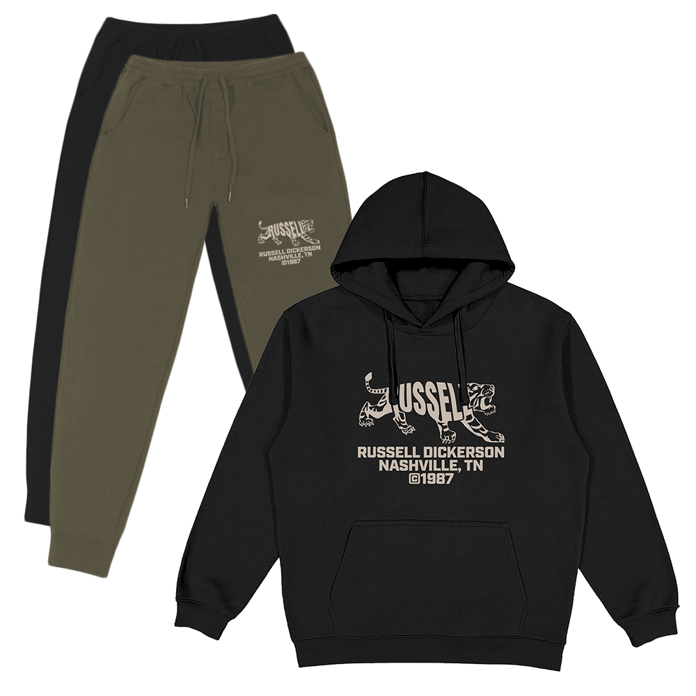 est. 1987 black sweatshirt + choice of sweatpants!