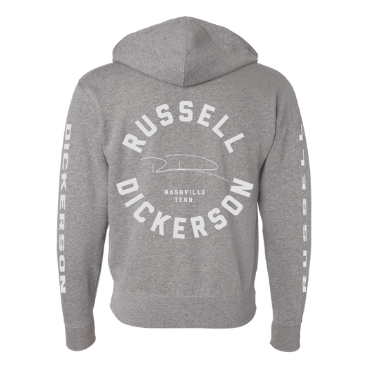 Signature logo grey hoodie back Russell Dickerson